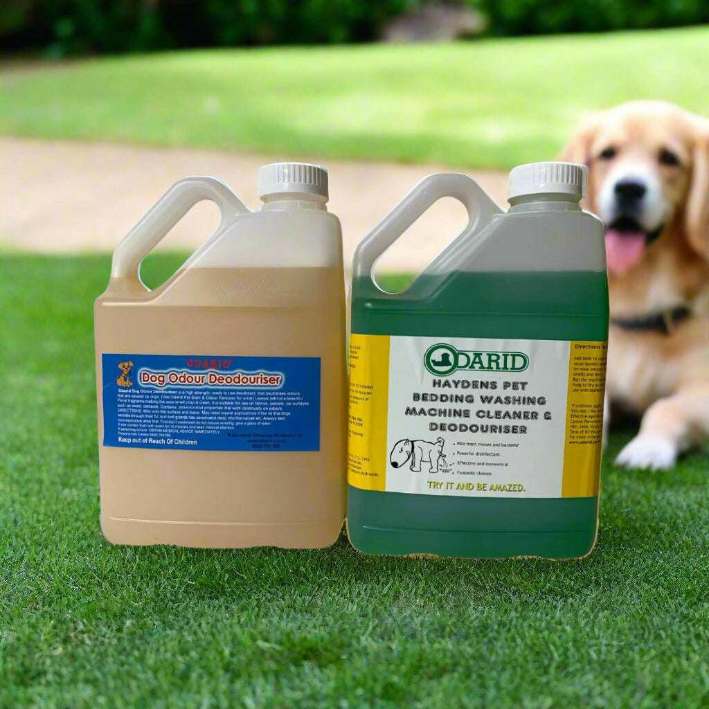 Pet Odour Deodouriser and Pet Bedding Cleaner Pack.