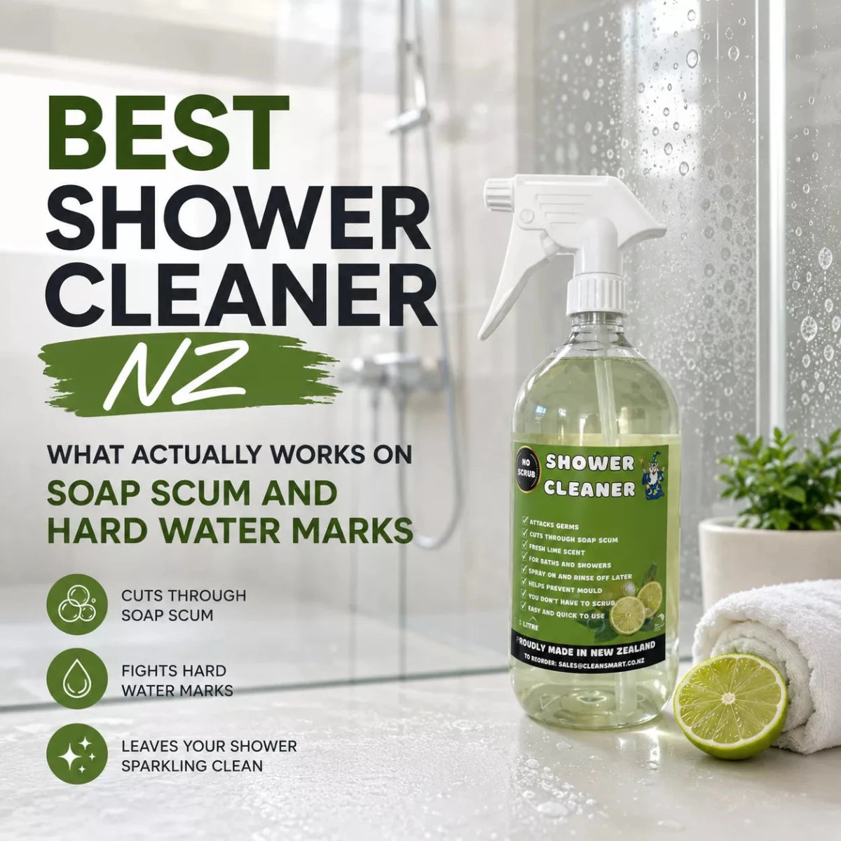 Best Shower Cleaner NZ: What Actually Works on Soap Scum and Hard Water Marks - Cleansmart