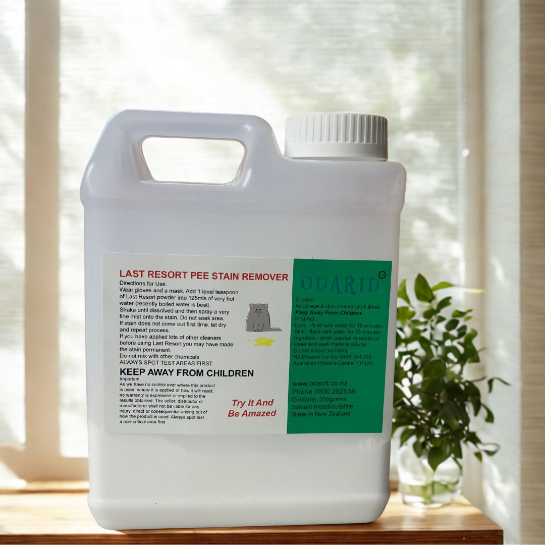 A bottle of Last Resort, which removes cat urine  stains