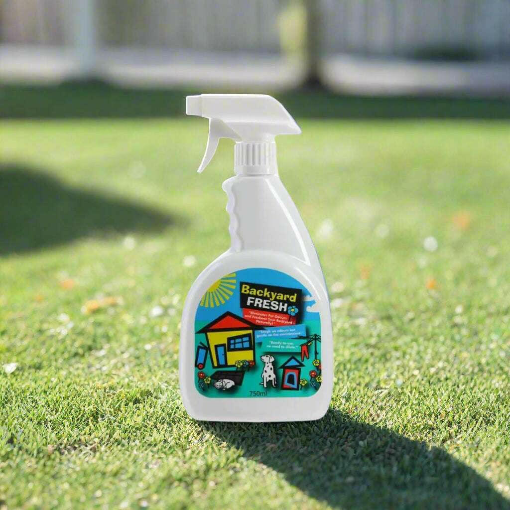 Backyard FRESH pet stain odour remover effectively eliminates tough stains and odors from your backyard area
