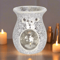 Silver Crackle Wax Melt Burner – Elegant Glass Fragrance Warmer - Cleansmart